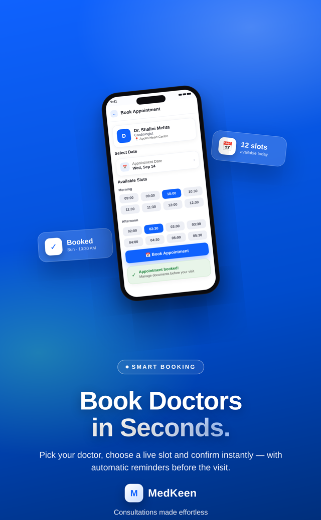 Book doctors in seconds with live slots